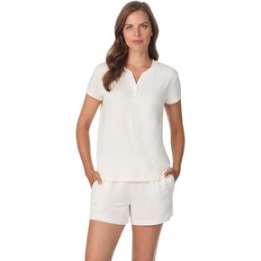 Anne Klein Womens Short Sleeve Henley Pajama Top & Shorts Set - Soft Sweater Knit - Lightweight Sleepwear & Loungewear PJs in Kuwait