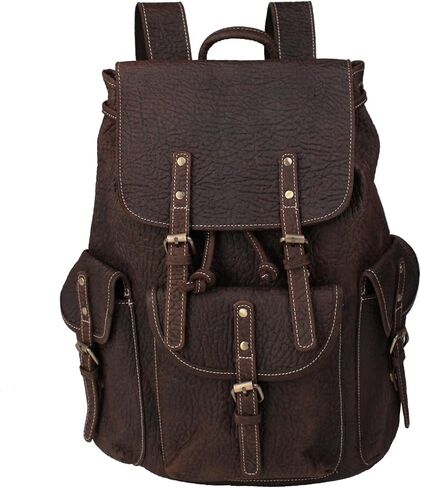 Genuine Leather Men'S Retro Backpack Suitable for 16-Inch Laptops for Business Travel Daily Backpack（9045-Brown） in Saudi Arabia