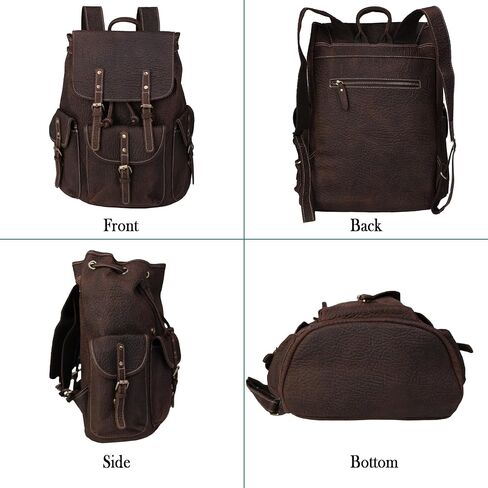 Genuine Leather Men'S Retro Backpack Suitable for 16-Inch Laptops for Business Travel Daily Backpack（9045-Brown） in Saudi Arabia