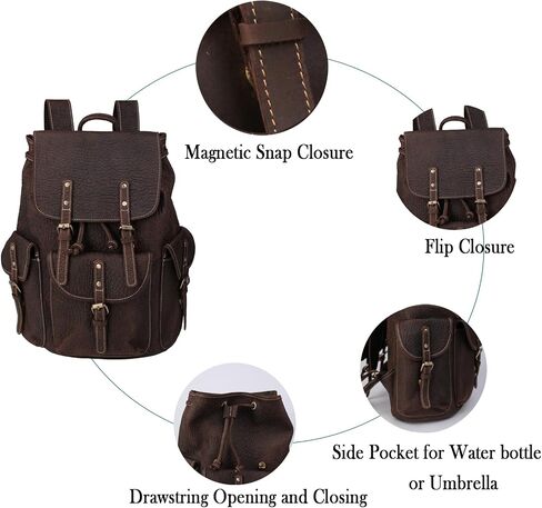Genuine Leather Men'S Retro Backpack Suitable for 16-Inch Laptops for Business Travel Daily Backpack（9045-Brown） in Saudi Arabia