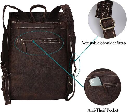 Genuine Leather Men'S Retro Backpack Suitable for 16-Inch Laptops for Business Travel Daily Backpack（9045-Brown） in Saudi Arabia