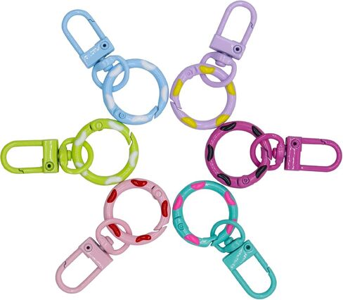 6-Color Metal Keychain Carabiner Clips, 360° Swivel Lobster Claw Clasps with O Rings for Jewelry Making,DIY Crafts, Bag Purse Accessories in Saudi Arabia
