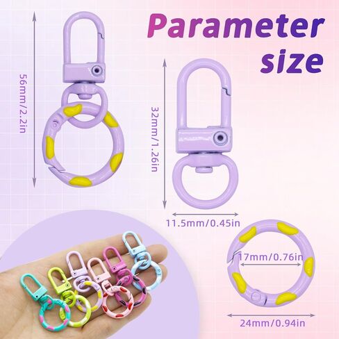 6-Color Metal Keychain Carabiner Clips, 360° Swivel Lobster Claw Clasps with O Rings for Jewelry Making,DIY Crafts, Bag Purse Accessories in Saudi Arabia