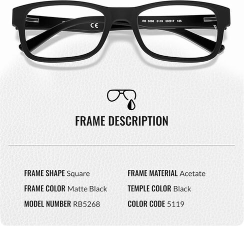 Ray-Ban RB5268 Square Shape Acetate Eyeglasses with Official Eyewear Kit in Saudi Arabia