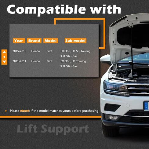 2 قطعة 20.69 بوصة دعامات صندوق رفع السيارة تدعم دعامات الرفع المتوافقة مع Honda 09-15 Pilot بدون قوة رفع الباب الخلفي للصدمات الغاز الربيعي، فتحة الباب الخلفي الخلفي تحل محل 74820SZAA11 in Saudi Arabia