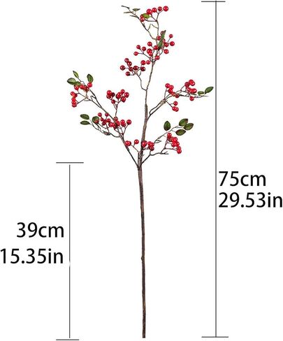 2Pack 27.56Inches Red Leaves Branch Artificial Pip Berry Stems,Spray Picks Handmade Leaves Branch Picks for Christmas Holiday Decor Table Home Wedding (Red) in Saudi Arabia