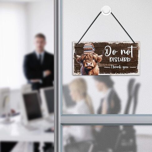 Putuo Decor Cute Highland Cow "Please Knock" و"Do Not Disturb" لافتة باب قابلة للعكس لتزيين باب PVC ريفي ممتع لغرف الأطفال والمكاتب والحضانات وغرفة النوم وغرفة الاجتماعات in Saudi Arabia