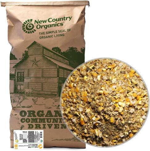 New Country Organics I علف عضوي لنمو البط I 19% بروتين I غذاء بط عضوي وخالي من الصويا من أجل نمو صحي | مثالية للبط البري والحيوانات الأليفة | يمنع Angel Wing I 40 رطلاً in Kuwait