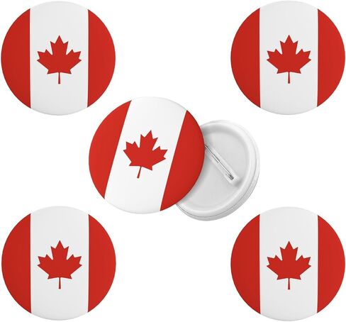 5Pcs Canada Flag Lapel Pins Canadians Flag Round Badge I Stand With Canada Support Canada in Saudi Arabia
