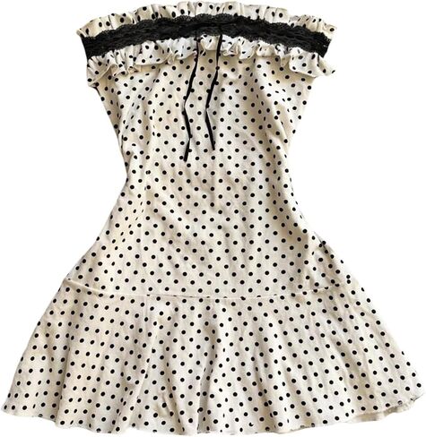 WDIRARA Women's Polka Dots Strapless Ruffle Mini Dress Lace Sleeveless Tube Dresses in Saudi Arabia