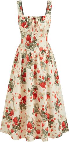 CIDER Strawberry Print Midi Dress Women's Sleeveless Summer Dress in Saudi Arabia