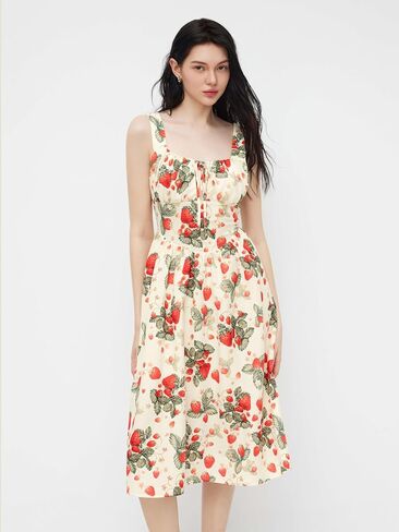 CIDER Strawberry Print Midi Dress Women's Sleeveless Summer Dress in Saudi Arabia