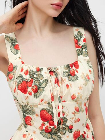 CIDER Strawberry Print Midi Dress Women's Sleeveless Summer Dress in Saudi Arabia