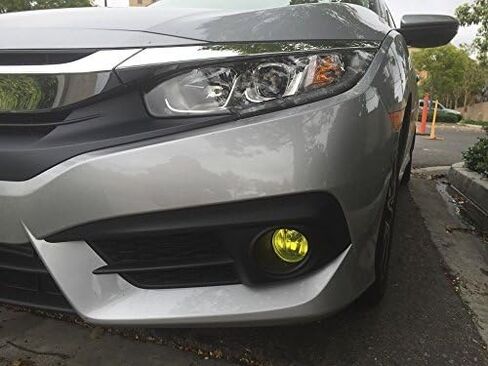 غطاء ملون من الفينيل مسبق القطع من SlickMod لسيارة Honda Civic Foglights 2016-2020 (أصفر) in Saudi Arabia
