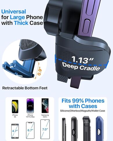 HTU Car Phone Holder Mount Phone Mount for Car Windshield Dashboard Air Vent Universal Hands Free Automobile Cell Phone Holder Fit for iPhone Smartphone,Light Grey in Kuwait