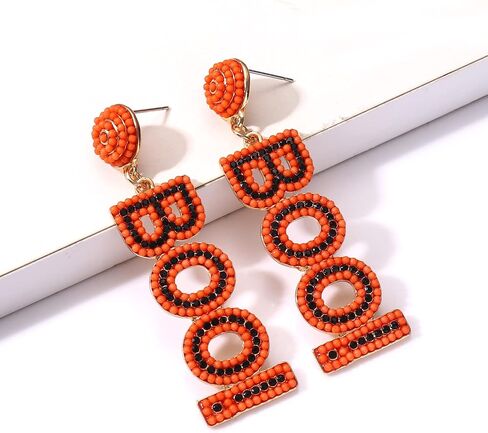 2 Pairs Halloween Earrings for Women Spooky Pumpkin Skull Beaded Drop Earrings Handmade BOO Trick Treat Gothic Earrings Halloween Costume Party Jewelry in Saudi Arabia