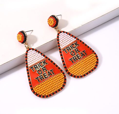 2 Pairs Halloween Earrings for Women Spooky Pumpkin Skull Beaded Drop Earrings Handmade BOO Trick Treat Gothic Earrings Halloween Costume Party Jewelry in Saudi Arabia