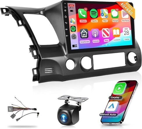 4G 64G Car Stereo for Honda Civic 2006-2011 Radio with 10.1inch 1280x720 IPS Touch Screen AI Radio DSP 36EQ Wireless Carplay Android Auto Bluetooth 5.0 GPS FM/RDS WiFi MirrorLink AHD Backup Camera in Saudi Arabia