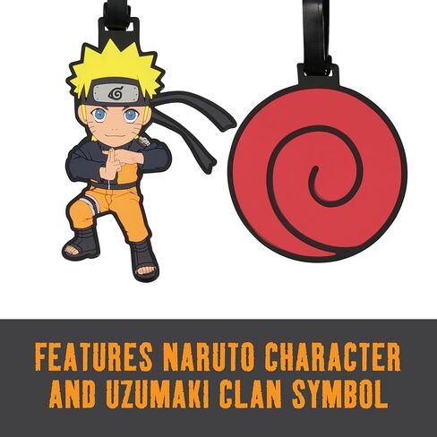 Naruto 2-Piece Suitcase ID Tag Set with Adjustable Straps, Uzumaki and Hidden Leaf Cloud, Multi, One Size in Kuwait