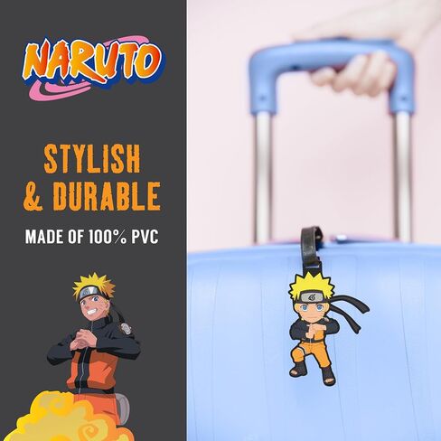 Naruto 2-Piece Suitcase ID Tag Set with Adjustable Straps, Uzumaki and Hidden Leaf Cloud, Multi, One Size in Kuwait