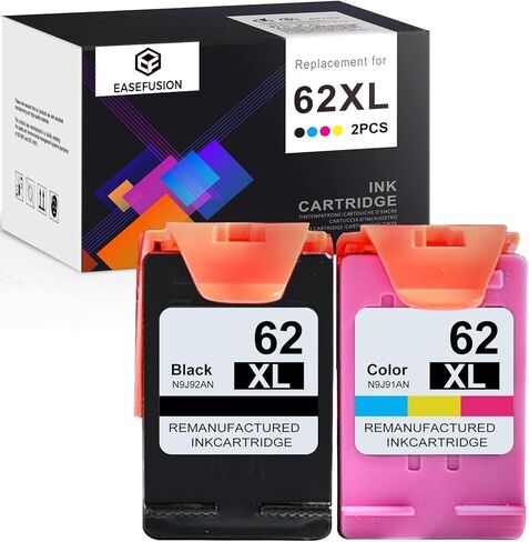 62XL Replacement for HP Ink 62 62XL Ink Cartridge Combo Pack Black and Color High Yield for HP Envy 7640 5660 5540 7645 5740 5746 OfficeJet 250 200 Mobile Printer Ink Cartridges in Kuwait