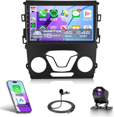 2G+64G Android 13 Car Stereo Radio Wireless Carplay for Ford Fusion Mondeo 2013-2019, Rimoody 9 Inch Touchscreen Support Android Auto Mirror Link Bluetooth FM/RDS EQ GPS WiFi SWC Backup Camera in Saudi Arabia