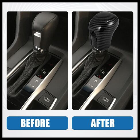 Gear Shift Knob Cover Automatic Transmission Lever Trim for Honda Civic 10th Gen 2016 2017 2018 2019 2020 2021 ABS Carbon Fiber Pattern Black Durable Material in Saudi Arabia