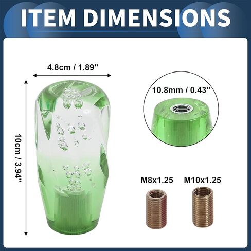 Car Shift Knob, 10cm Universal for Automatic and Manual Vehicle Gear Shifter Knob with 2 Adapter Acrylic Clear Green, 1 Set in Saudi Arabia