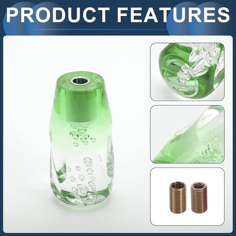 Car Shift Knob, 10cm Universal for Automatic and Manual Vehicle Gear Shifter Knob with 2 Adapter Acrylic Clear Green, 1 Set in Saudi Arabia