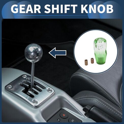 Car Shift Knob, 10cm Universal for Automatic and Manual Vehicle Gear Shifter Knob with 2 Adapter Acrylic Clear Green, 1 Set in Saudi Arabia