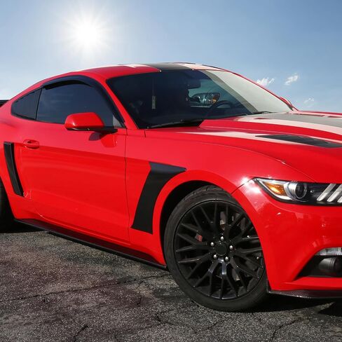 FREEMOTOR802 Tape-on Window Deflectors Fits 2015-2023 Ford Mustang Coupe (Not Convertible), Rain Guards Side Window Visors Wind Deflectors Vent Visors Slim Style Smoke Tinted Acrylic 2 Pieces in Saudi Arabia