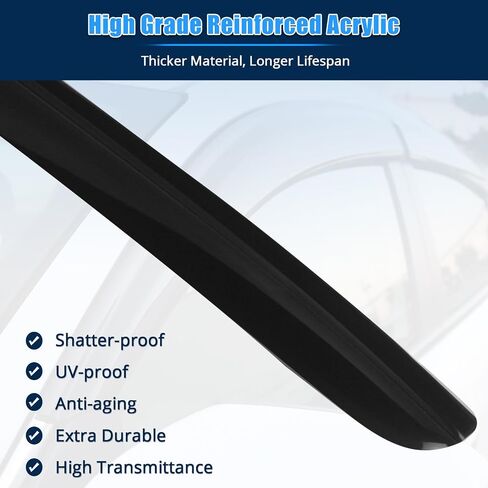 FREEMOTOR802 Tape-on Window Deflectors Fits 2015-2023 Ford Mustang Coupe (Not Convertible), Rain Guards Side Window Visors Wind Deflectors Vent Visors Slim Style Smoke Tinted Acrylic 2 Pieces in Saudi Arabia