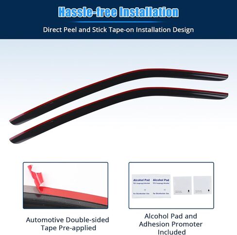 FREEMOTOR802 Tape-on Window Deflectors Fits 2015-2023 Ford Mustang Coupe (Not Convertible), Rain Guards Side Window Visors Wind Deflectors Vent Visors Slim Style Smoke Tinted Acrylic 2 Pieces in Saudi Arabia