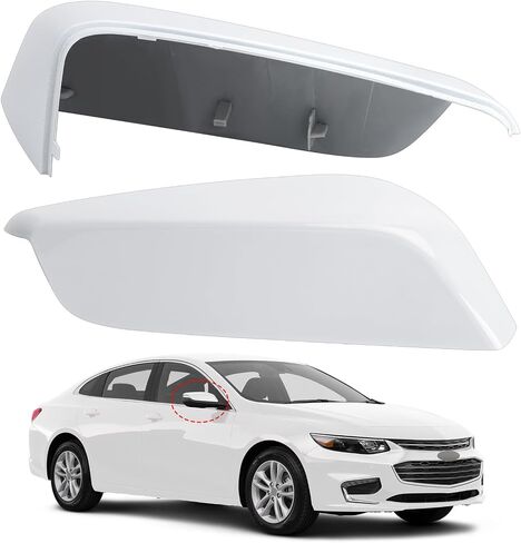 Passenger Side Mirror Cover Replacement for Chevrolet Chevy Malibu 2016 2017 2018 2019 2020 2021 2022 2023 2024 2025 - Right Side Mirror Covers, Rear View Mirrors Cap Accessories White in Saudi Arabia