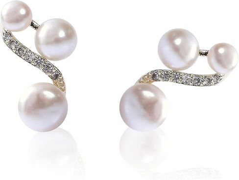 AAA+ Handpick Freshwater Cultured Pearl Earrings for Women, Gold Stud Earrings 8mm-9mm Hypoallergenic Earrings,Square Design in Kuwait