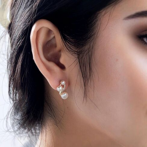 AAA+ Handpick Freshwater Cultured Pearl Earrings for Women, Gold Stud Earrings 8mm-9mm Hypoallergenic Earrings,Square Design in Kuwait