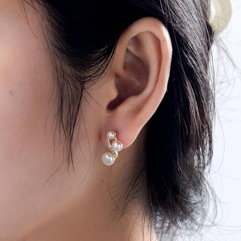 AAA+ Handpick Freshwater Cultured Pearl Earrings for Women, Gold Stud Earrings 8mm-9mm Hypoallergenic Earrings,Square Design in Kuwait