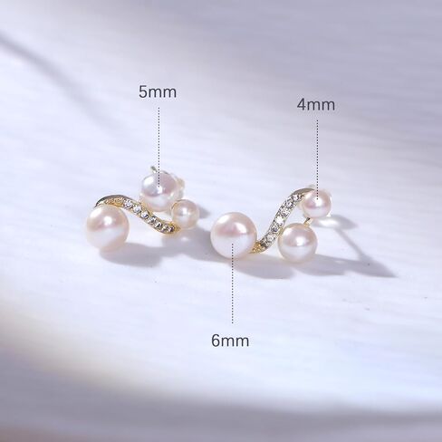 AAA+ Handpick Freshwater Cultured Pearl Earrings for Women, Gold Stud Earrings 8mm-9mm Hypoallergenic Earrings,Square Design in Kuwait