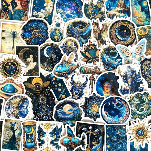 50-Piece Fantasy Book Stickers - Ocean Jungle Animals, Nature Scenes, Landmarks – Waterproof Vinyl Stickers for Scrapbooks, Laptops, Water Bottles in Kuwait