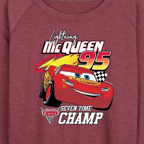 سيارات ديزني - Lightning McQueen Seven Time Champ - بلوفر فرينش تيري خفيف الوزن للسيدات in Saudi Arabia