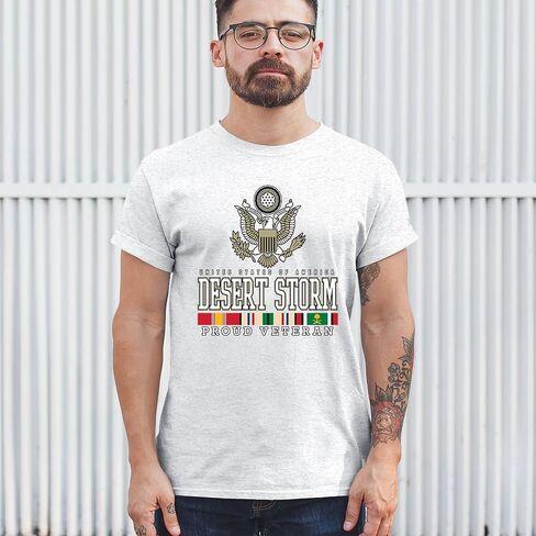 Desert Storm Proud Veteran T-Shirt American Army Gulf War Operation Served DD 214 Veterans Day Patriot Men's Tee in Saudi Arabia