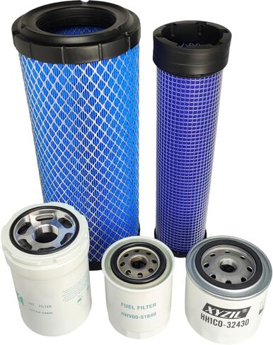 Filter Kit Compatible with Kubota SVL75-2 (SN 26158 & Above) Skid Steer Loader HH1C0-32430 HHTA0-59900 HHV00-51640 59800-26110 3A111-19130 Lube Oil Hydraulic Fuel Outer Inner Air Filter in Saudi Arabia