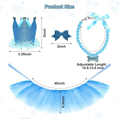 Dog Birthday Party Supplies Dogs Cats Birthday Costume Set Pink Tutu Skirt Dog Cat Birthday Hat Necklace for Puppy Dog Halloween Birthday Wedding Party Costume in Saudi Arabia