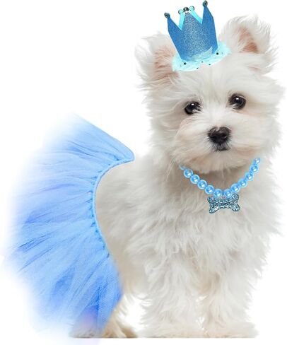 Dog Birthday Party Supplies Dogs Cats Birthday Costume Set Pink Tutu Skirt Dog Cat Birthday Hat Necklace for Puppy Dog Halloween Birthday Wedding Party Costume in Saudi Arabia