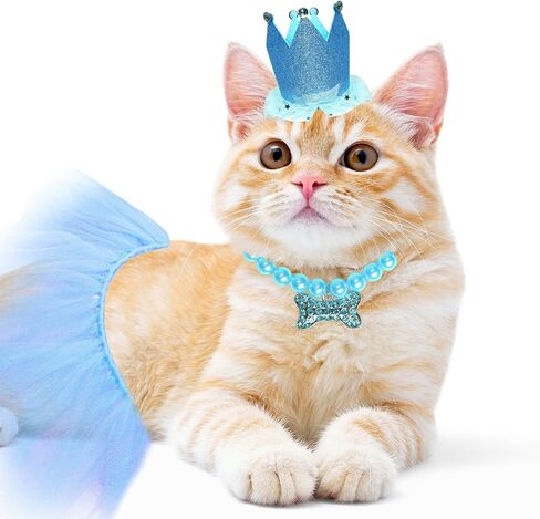 Dog Birthday Party Supplies Dogs Cats Birthday Costume Set Pink Tutu Skirt Dog Cat Birthday Hat Necklace for Puppy Dog Halloween Birthday Wedding Party Costume in Saudi Arabia