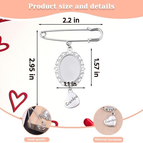 Memorial Photo Pin for Wedding Lace Picture Frame Brooch for Bride Groom in Kuwait
