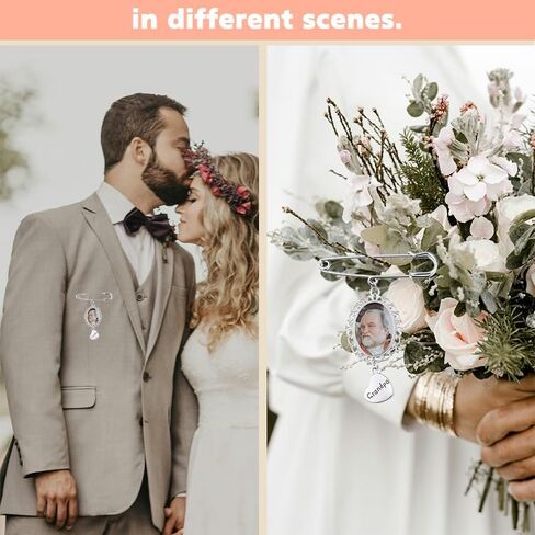 Memorial Photo Pin for Wedding Lace Picture Frame Brooch for Bride Groom in Kuwait