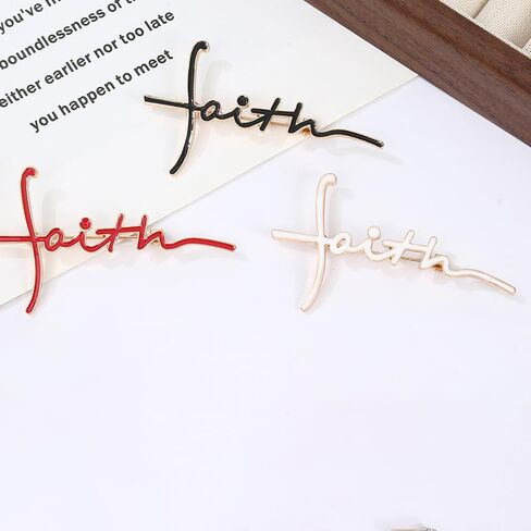 Faith Letter Brooch for Women Men Christian Theme Enamel Pin for Clothes Jackets Hats Bags Lapel Pins Fashion Accessories Decor Brooches Dainty Jewelry Gift for Best Friends Birthday Xmas in Saudi Arabia