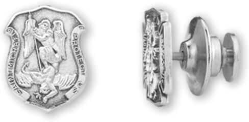 Needzo - Sterling Silver Saint Michael Lapel Pin, Law Enforcement Catholic Accessory, 0.5 by 0.4 Inches in Saudi Arabia