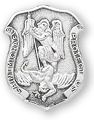 Needzo - Sterling Silver Saint Michael Lapel Pin, Law Enforcement Catholic Accessory, 0.5 by 0.4 Inches in Saudi Arabia